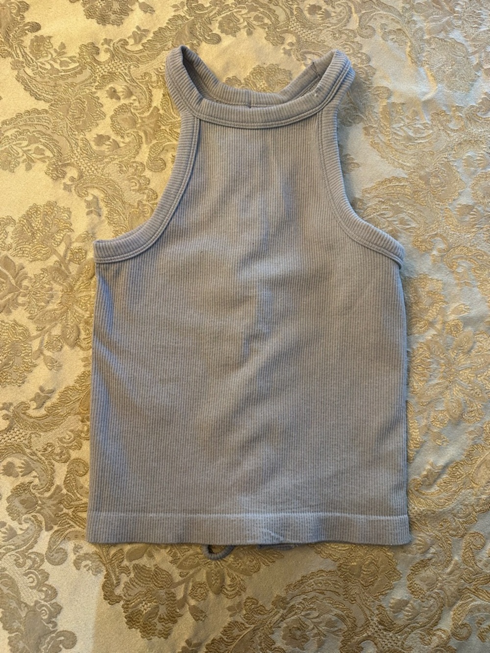 Ribbed Sleeveless Tank Top - Light Gray